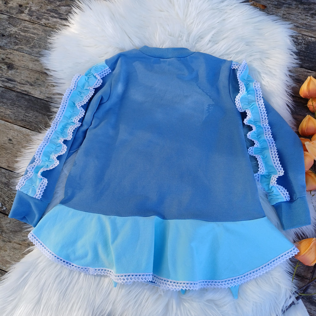 Rankų darbo palaidinė mergaitei mėlynų spalvų 110d