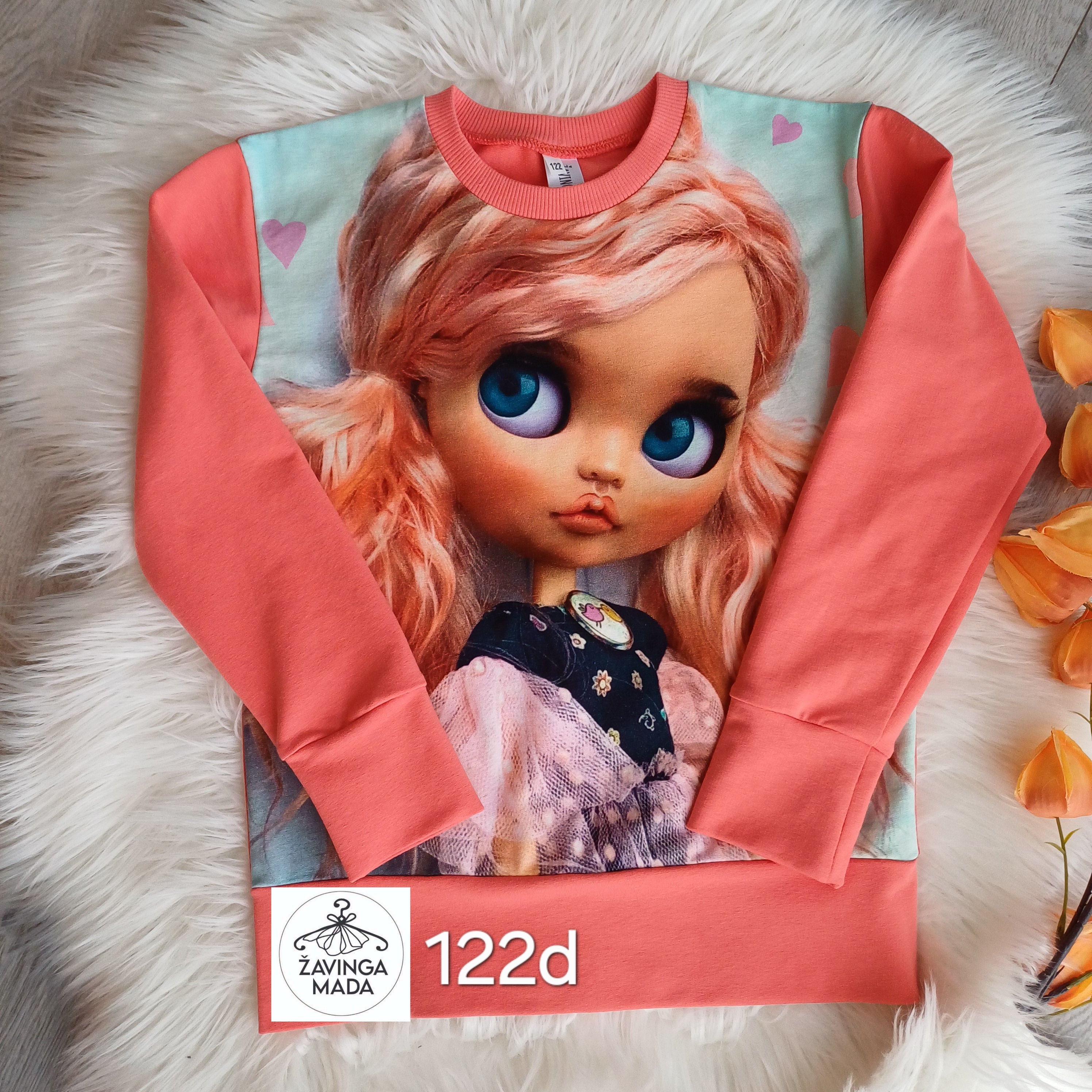 Mergaitei džemperis rausvas 122d