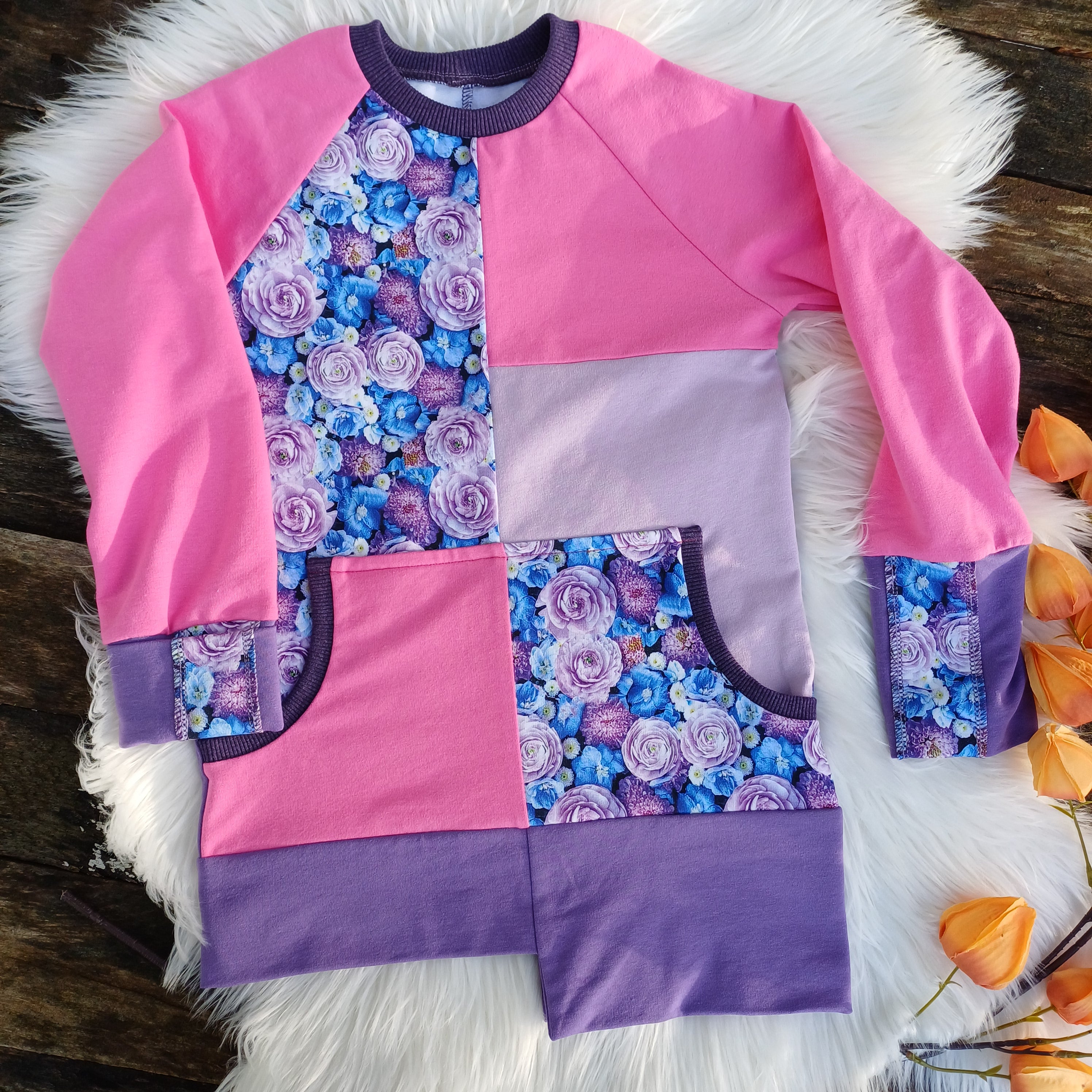 Rankų darbo, unikalus džemperis - tunika 122-134d