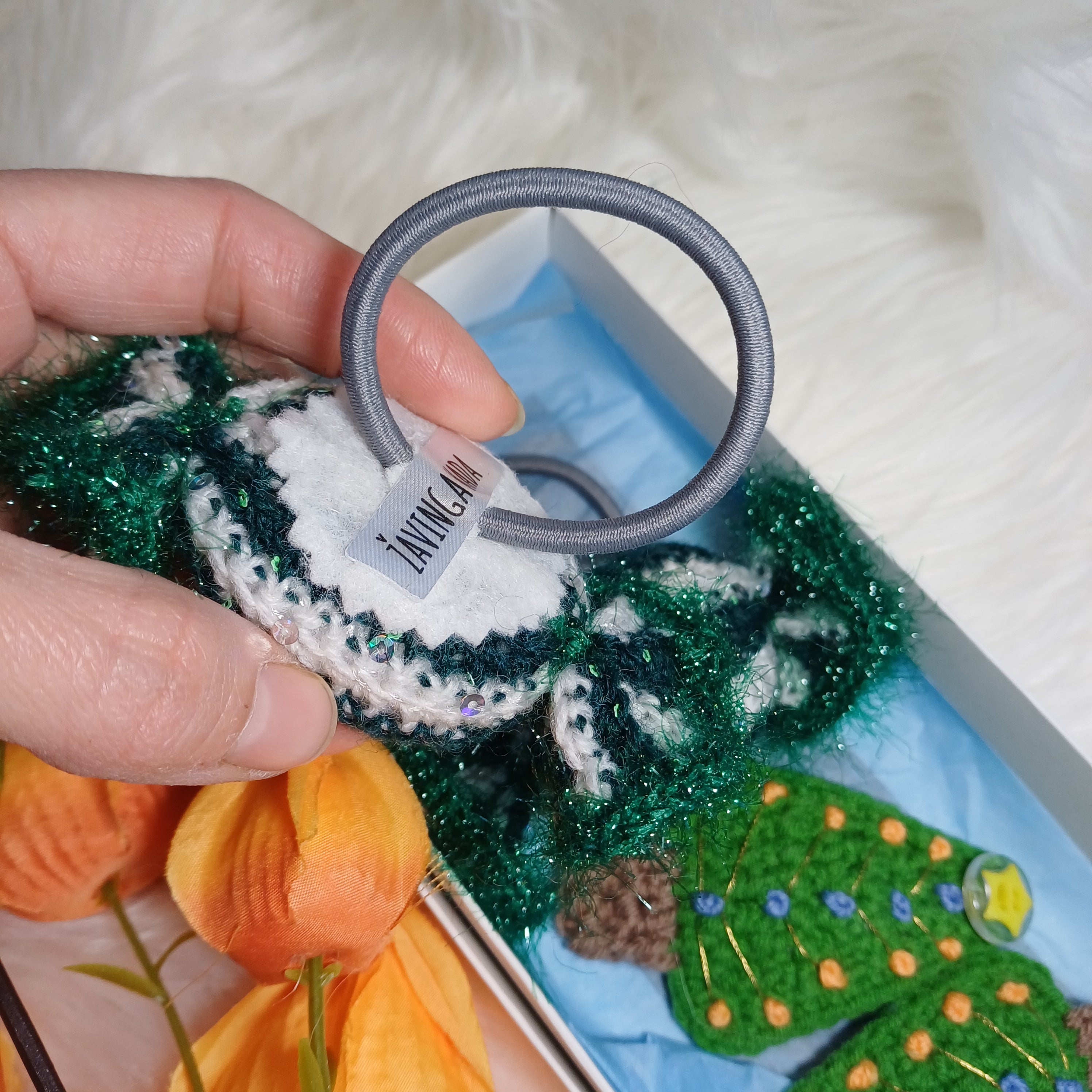 Rankų darbo plaukų aksesuarų rinkinys Kalėdos