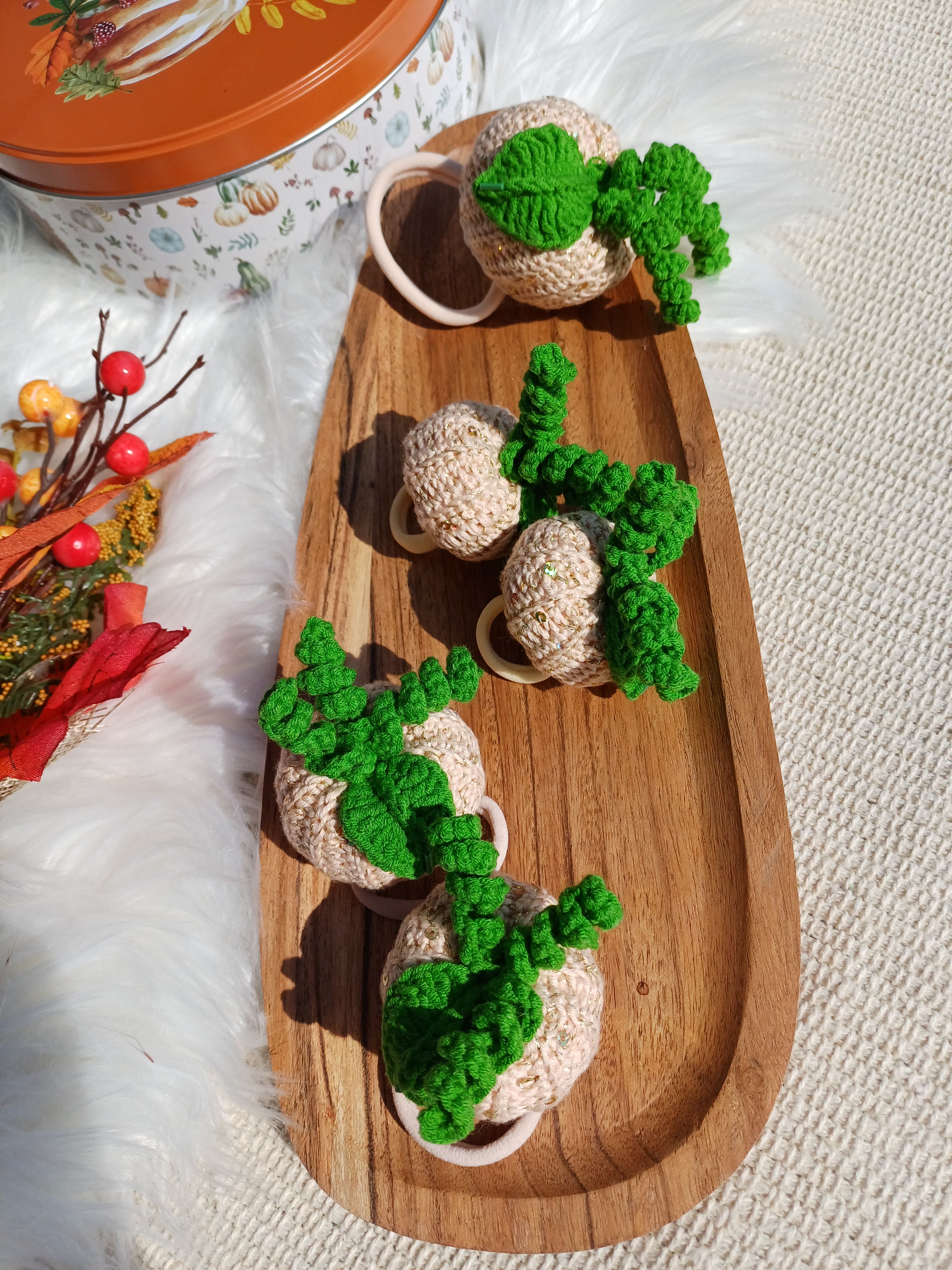 Plaukų gumelės "Kreminiai moliūgai"