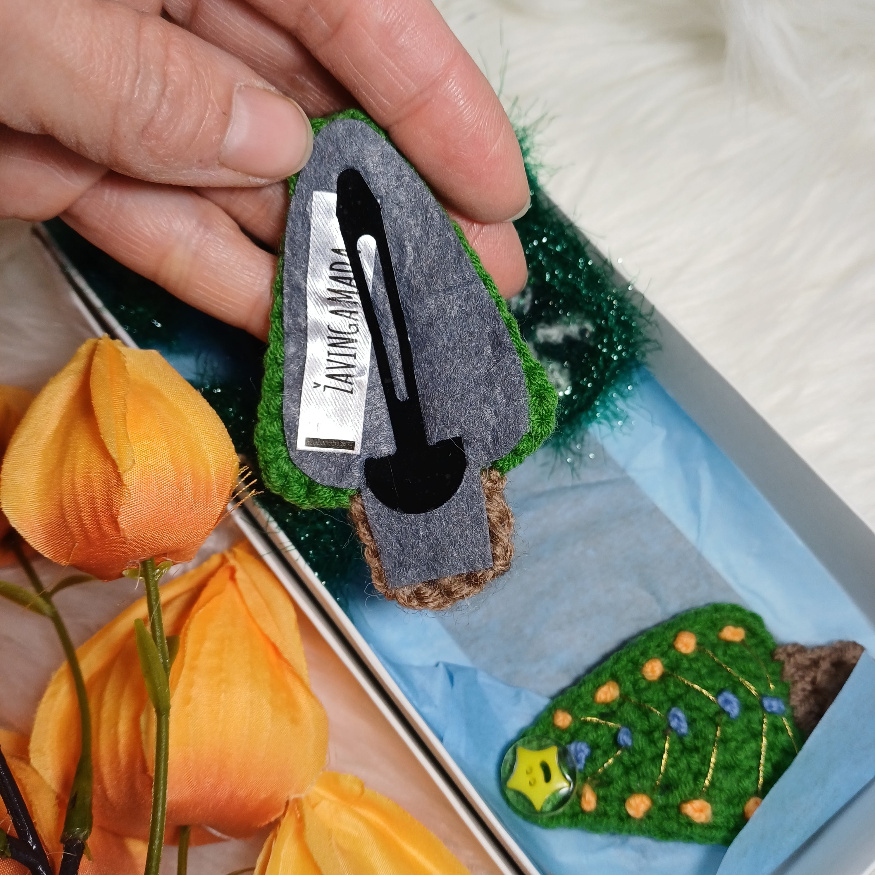 Rankų darbo plaukų aksesuarų rinkinys Kalėdos