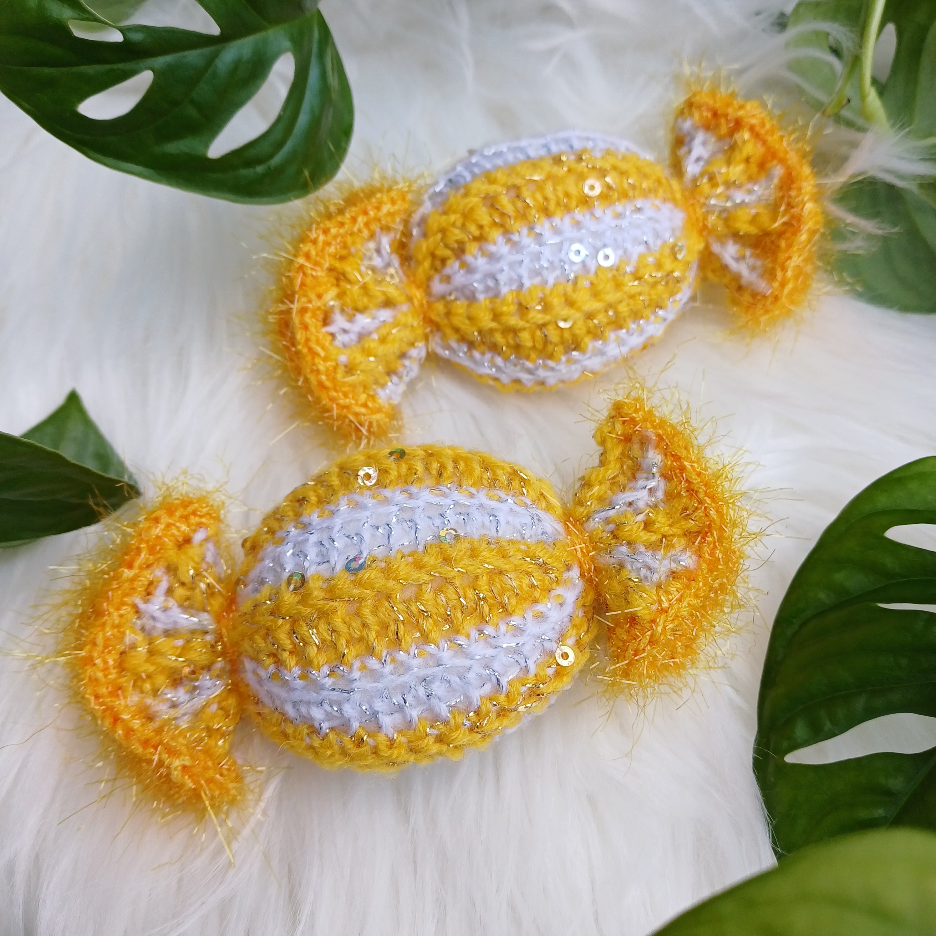 Rankų darbo plaukų segtukai Citrinos L dydis