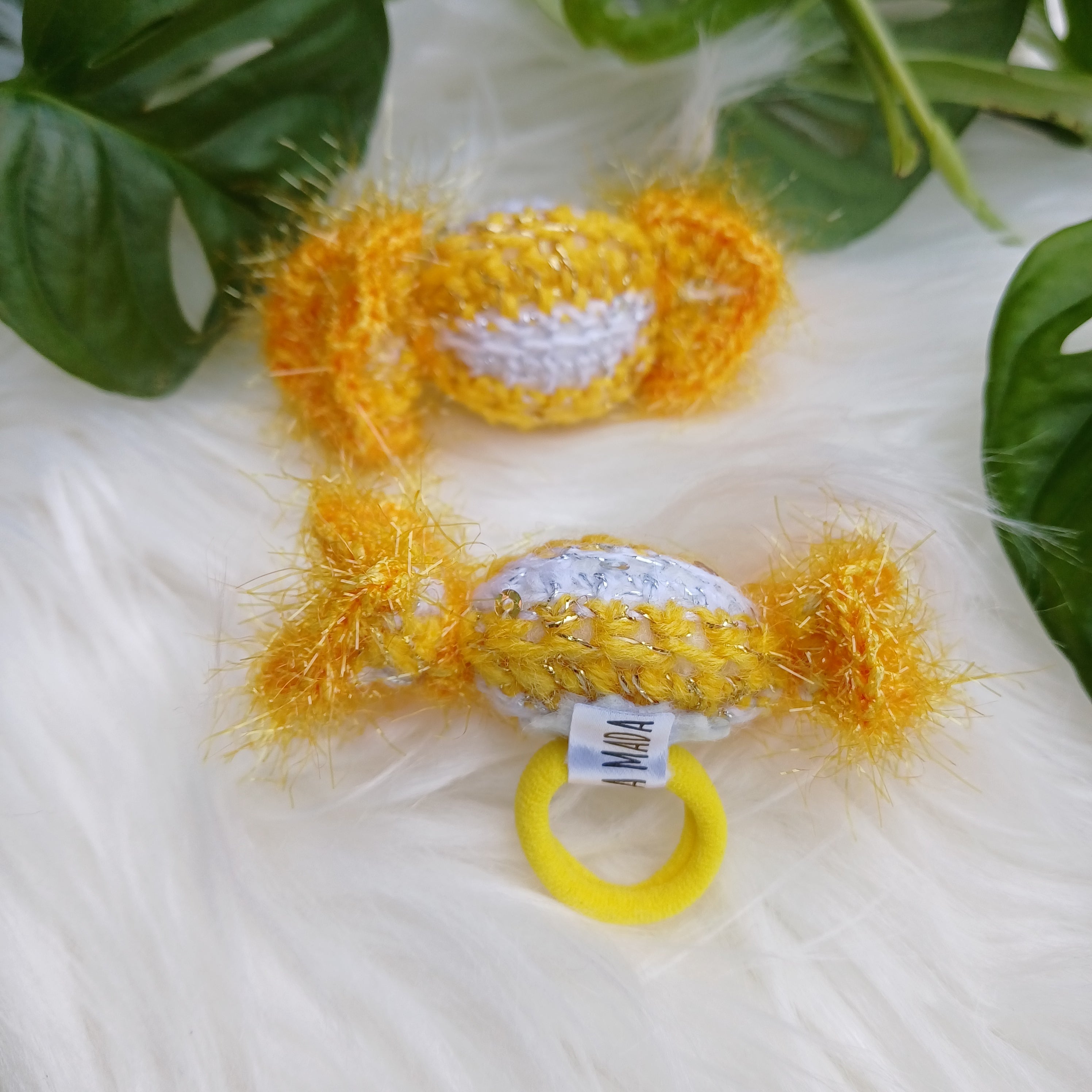 Rankų darbo plaukų gumelės Citrinos S dydis