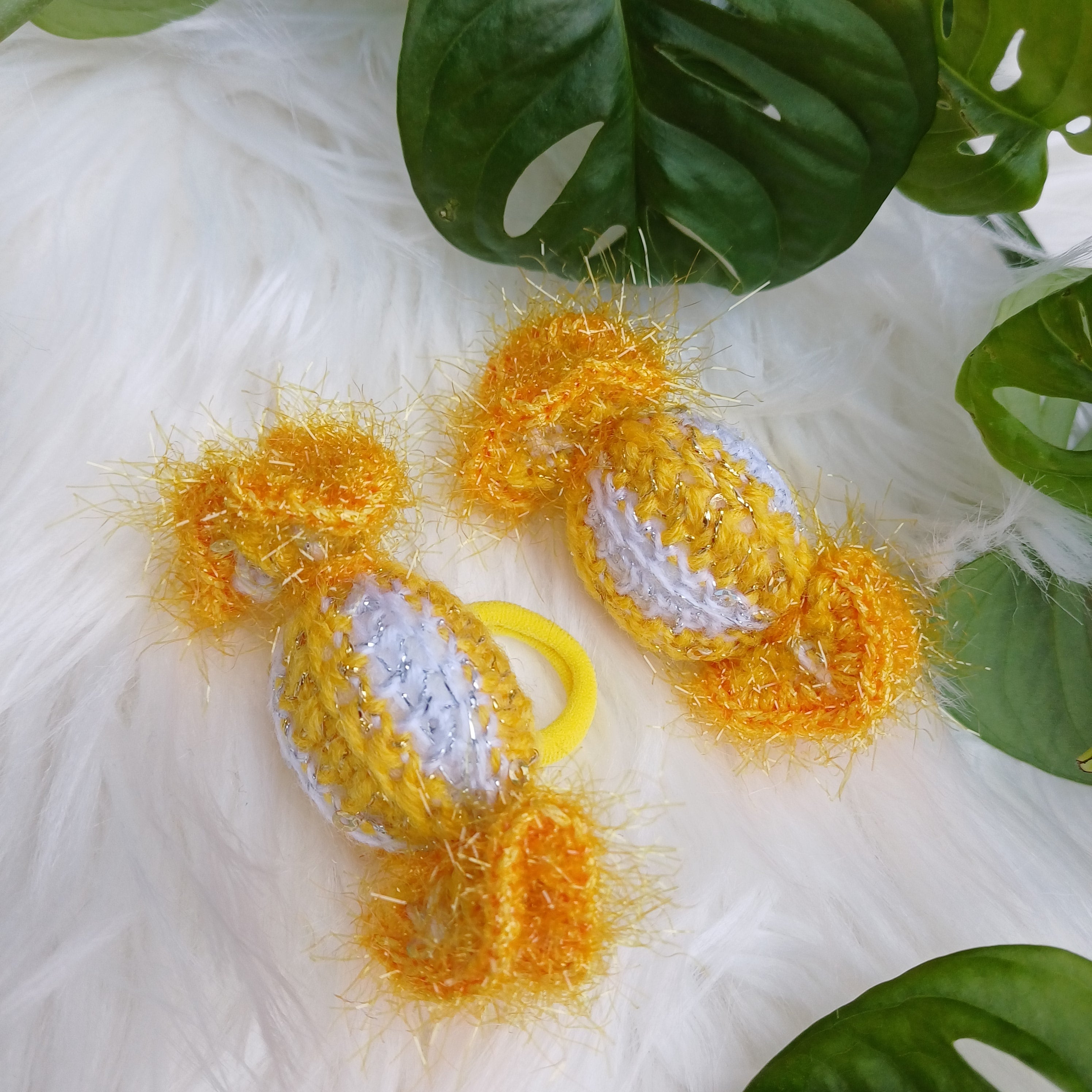 Rankų darbo plaukų gumelės Citrinos S dydis