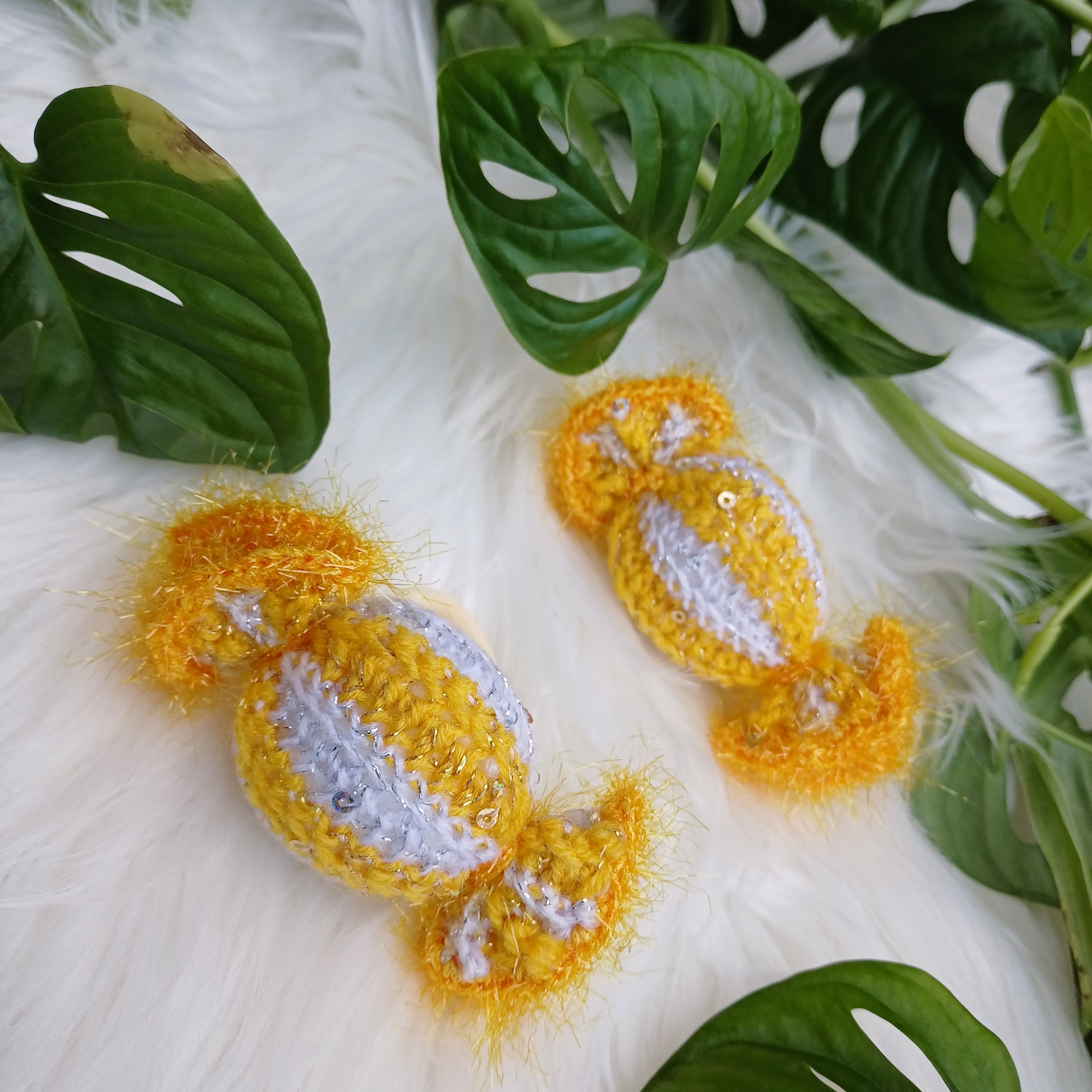 Rankų darbo plaukų gumelės Citrinos M dydis