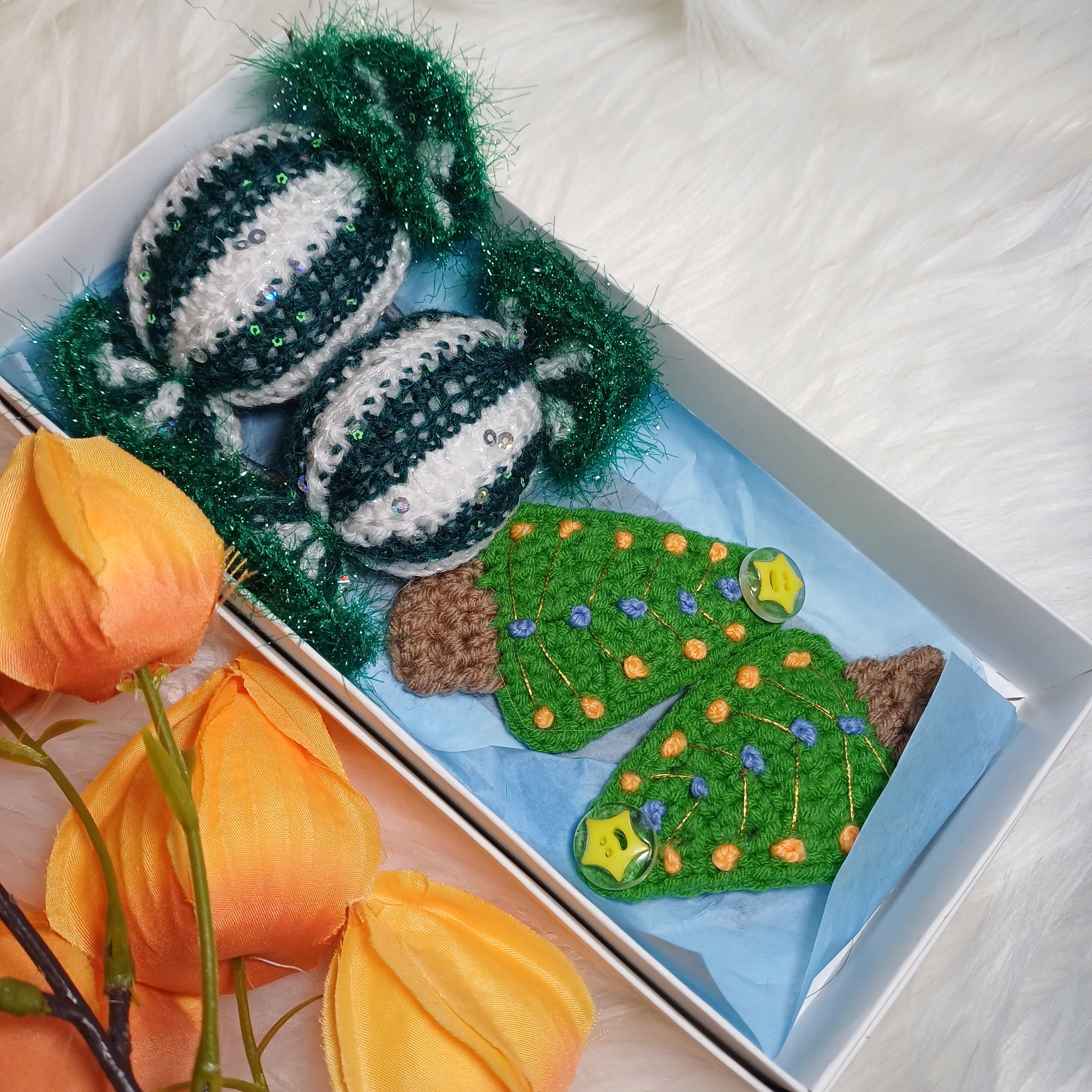 Rankų darbo plaukų aksesuarų rinkinys Kalėdos