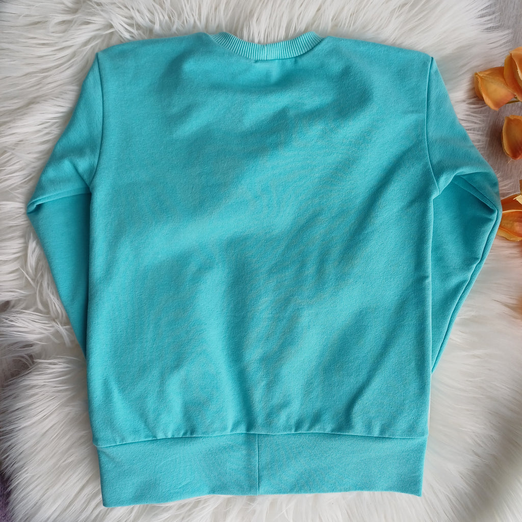 Mergaitei žydras džemperis su mergaite 110d