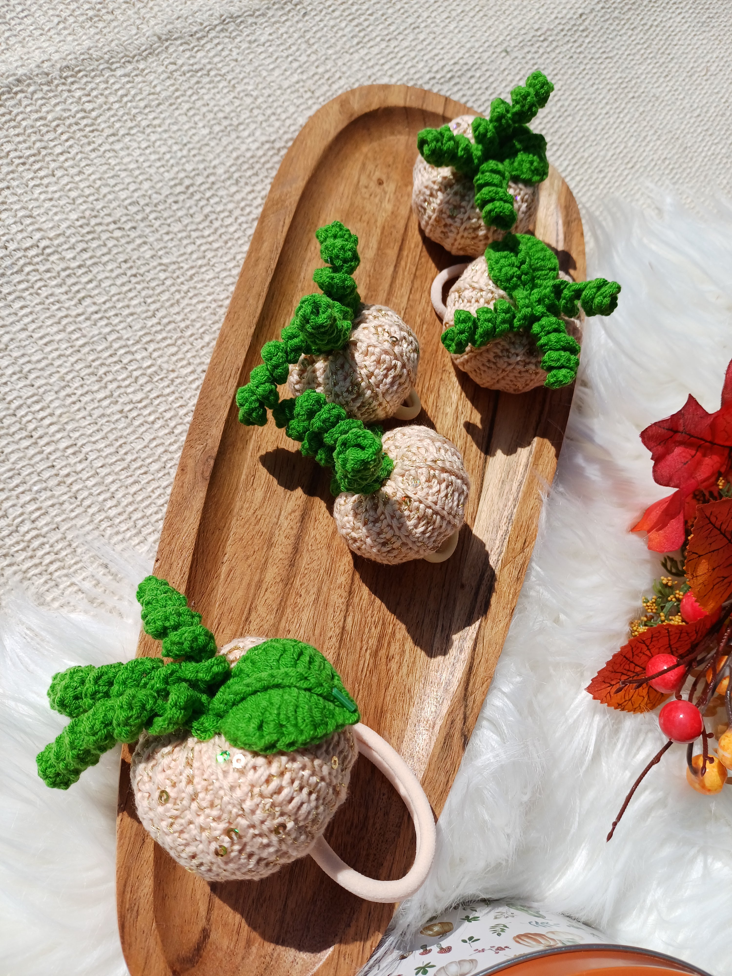 Plaukų gumelės "Kreminiai moliūgai"