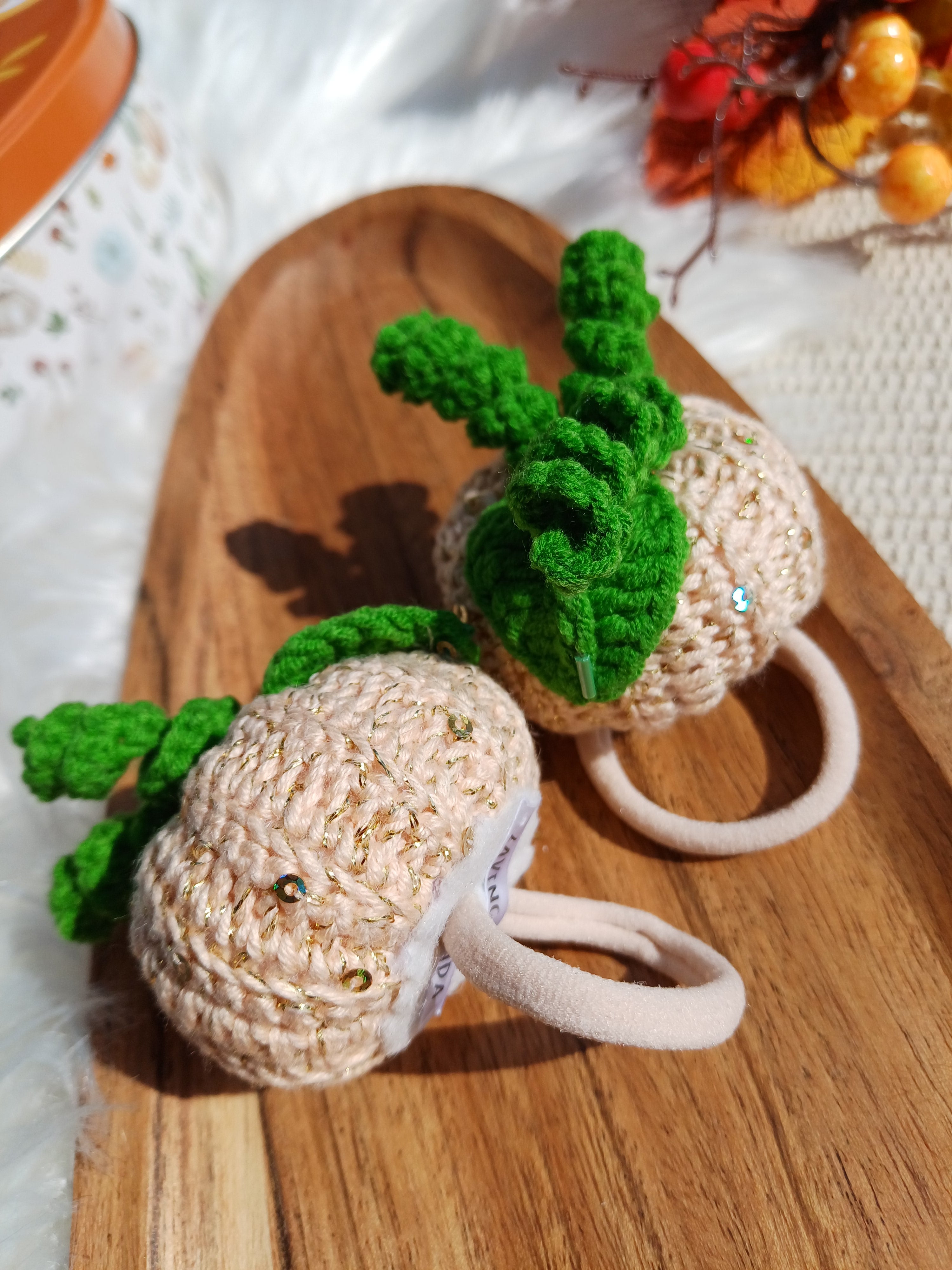 Plaukų gumelės "Kreminiai moliūgai"