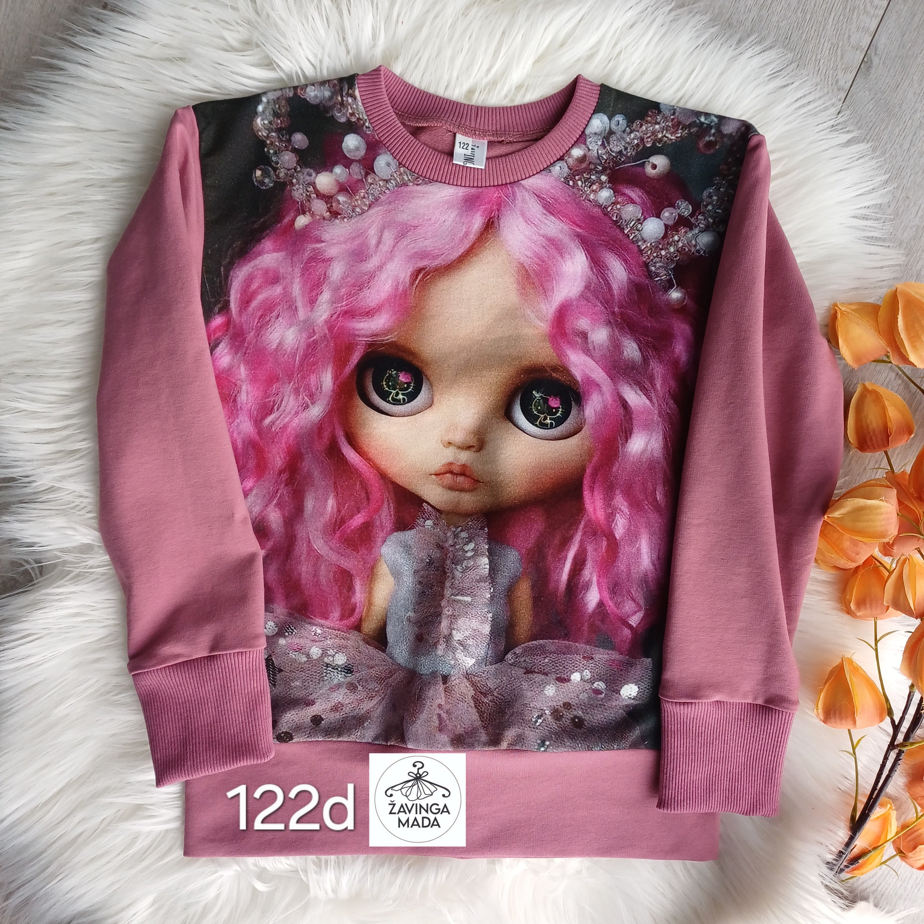 Mergaitei rožinis džemperis 122d